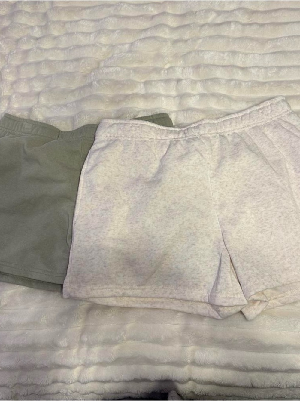 T.J.Maxx Sage Green & Heather Cream Athletic Pull-On Shorts